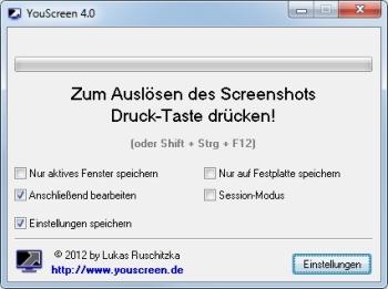 Mit YouScreen können Screenshots erstellt und innerhalb weniger Sekunden in's Netz hochgeladen werden